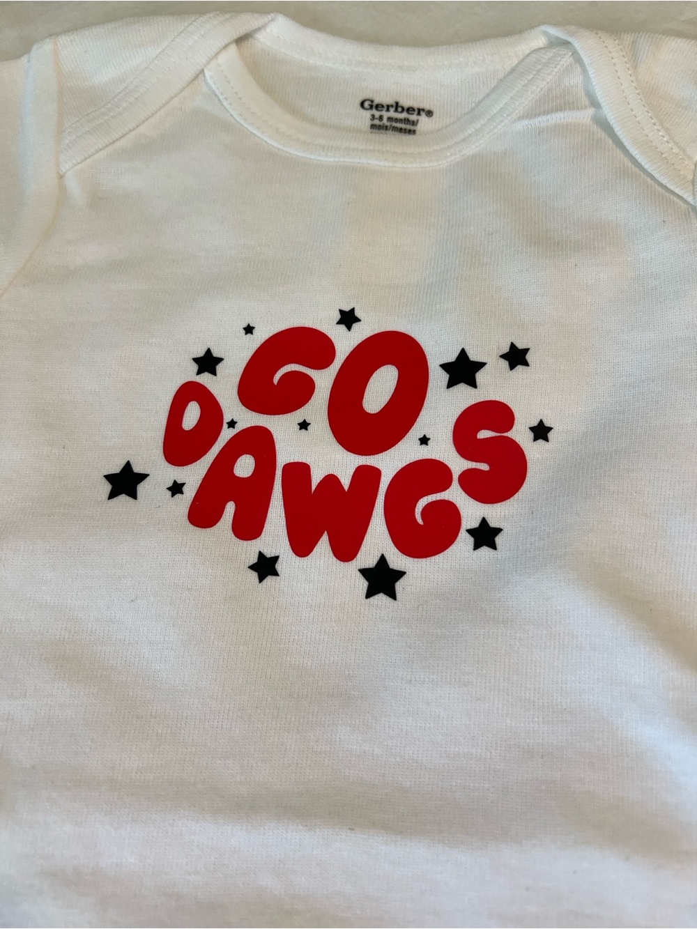 UGA - Gerber White Onesie with Red "Go Dawgs" Graphic